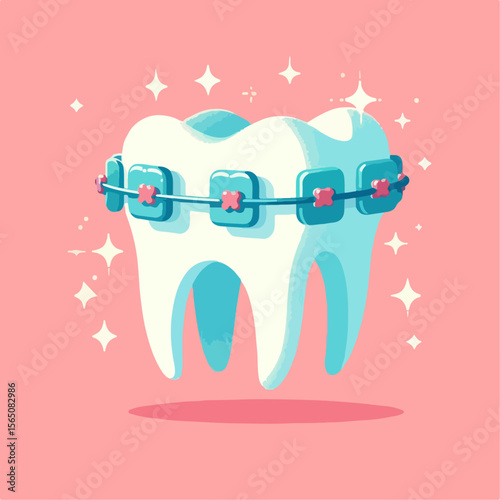illustration of braces with teeth