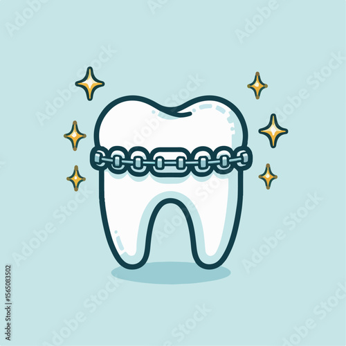 illustration of braces with teeth