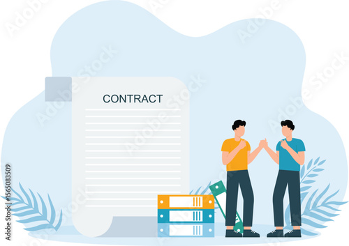 Study Contract,business people study rule lists, read guidelines, create checklists trending concept
