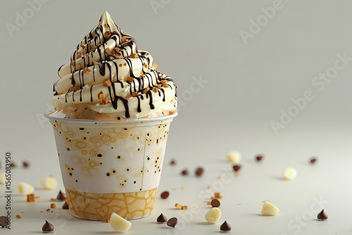 Clear Pixel Image of Icecream with Topping and Chocolate in Cup