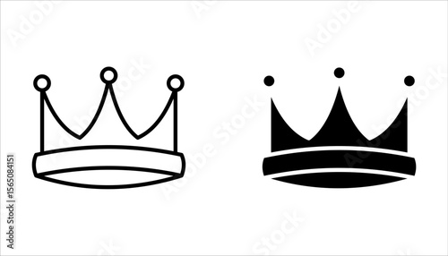 Crown icon set, vector illustration on white background.