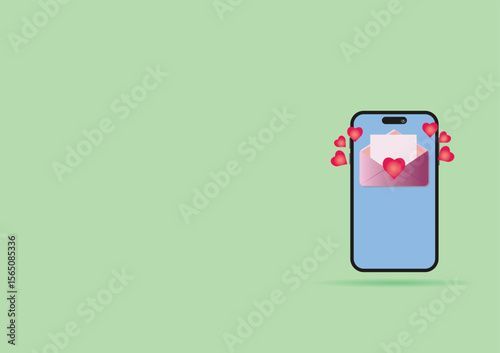 Phone notifications. Smartphone with new notice vector illustration on isolated background. Reminder message, sign business concept.love message

