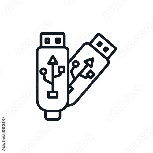 usb flash icons isolated on White Background. Flat style design,symbol collection