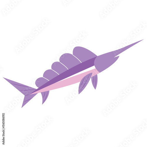 Cartoon marlin swordfish swimming Illustration