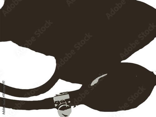 Abstract rendering of a camera with a strap against a white background in brown tones vector