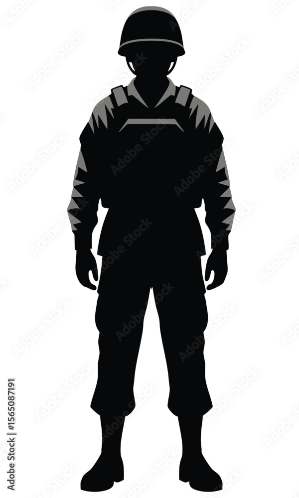 Armed Forces Member Silhouette For Defense Or Security Themes Armed Forces Member Silhouette For Defense Or Security Themes