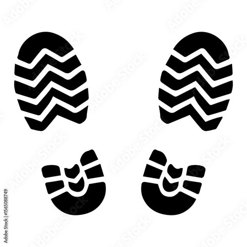 
Illustration of a black icon of a footprint for a doormat on a white background