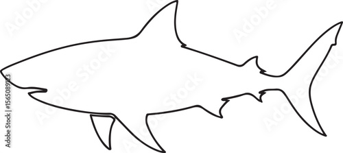 Swimming Shark Line Drawing Dynamic Sea Creature Vector Art on White