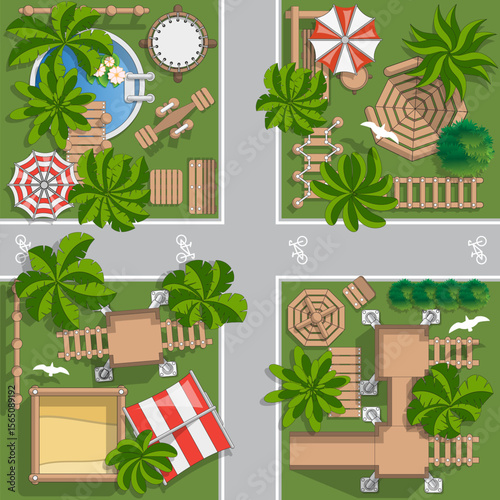 Children playground. View from above. Vector illustration.