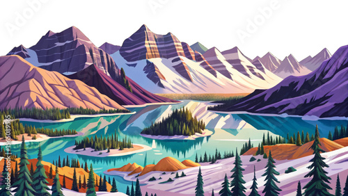 capturing Banff National Park’s magic glacial lakes, snow‑capped ridges, dense pine forests, and rugged peaks reflecting serene alpine beauty in dramatic mountain scenery