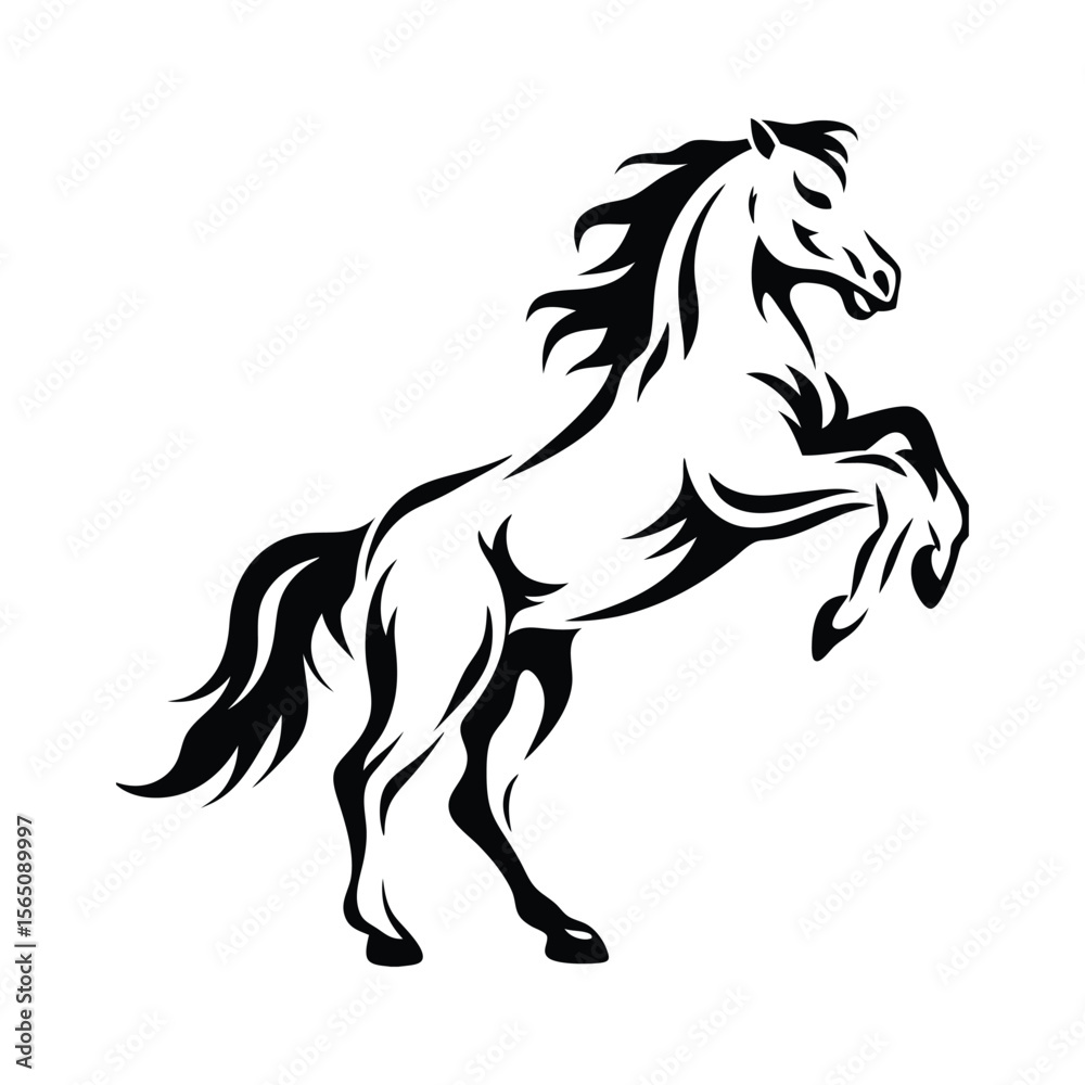 Fototapeta premium Running wild mustang stallion vector silhouette illustration