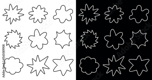Dual Illumination and Comparative Analysis of Light and Dark Shapes. Hand drawn vector illustrations.
