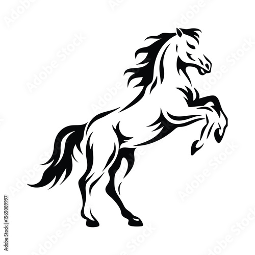 Running wild mustang stallion vector silhouette illustration