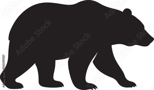 Wild Bear Silhouette Walking in Natural Scene Illustration