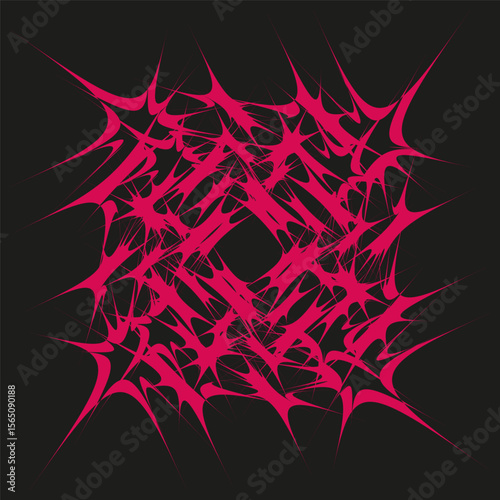 Magenta spike icon. Starburst claw pattern. Dynamic vector emblem. Bold night design.