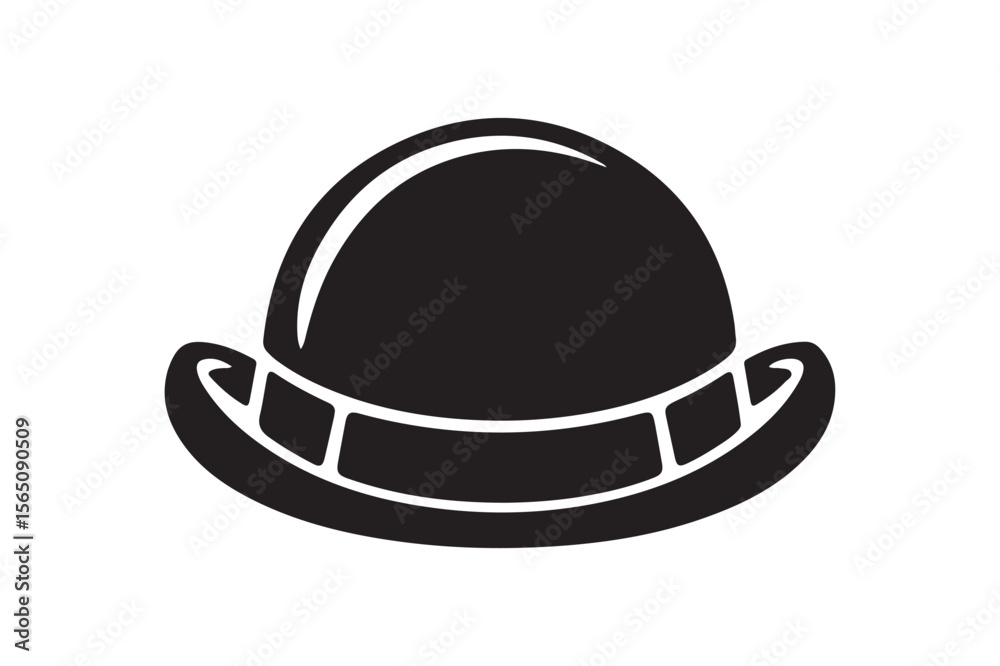 Classic Black Bowler Hat Silhouette for Gentleman Fashion and Vintage Style Classic Black Bowler Hat Silhouette for Gentleman Fashion and Vintage Style