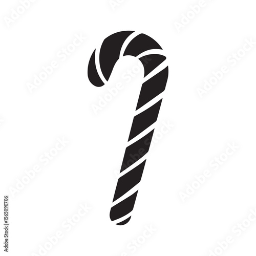 Festive Black and White Candy Cane Silhouette for Holiday and Sweet Themes