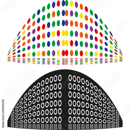 Dome structure pattern. Geometric grid design. Abstract spherical shape. Vector architectural element