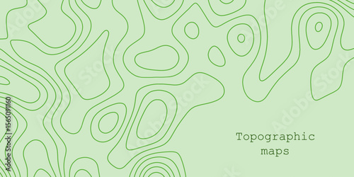 Detailed topographic map design highlighting contour lines on a light green background with a modern aesthetic