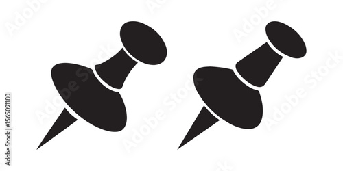 Pair of Black Push Pin Silhouettes for Office and Board Applications