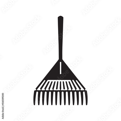 Garden Leaf Rake Silhouette for Yard Work and Gardening Tools