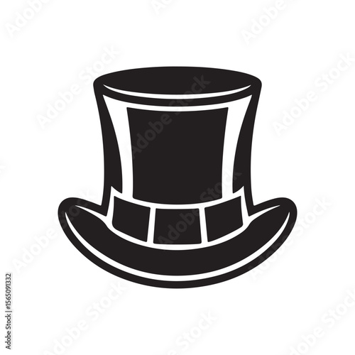 Classic Black Top Hat Silhouette Design for Elegant Occasions and Vintage Themes