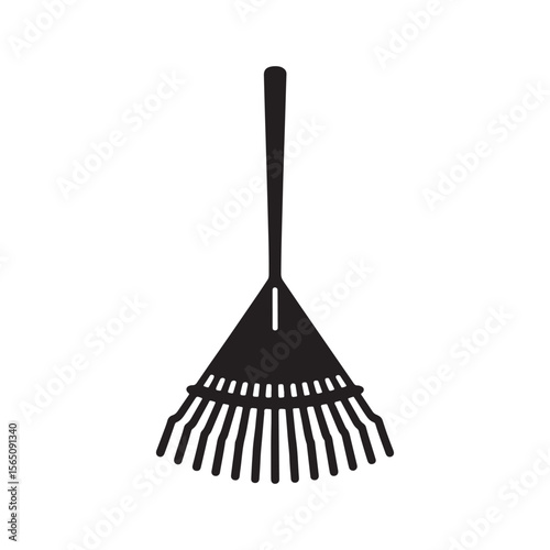 Garden Leaf Rake Silhouette for Yard Work and Gardening Tools