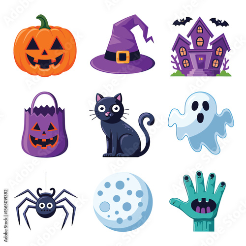 2d vector illustration Halloween t shirt icon design items ghost character Candles in carved pumpkin

