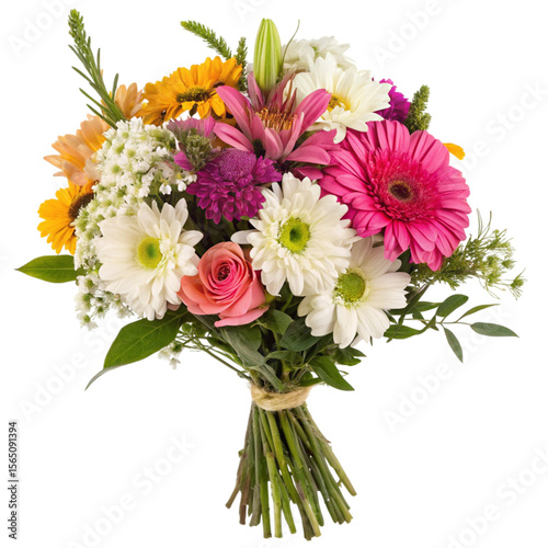 Bouquet of flowers isolated on transparent background  
