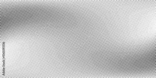 Grunge halftone gradient background. Faded grit noise texture. White and black sand wallpaper. Retro pixelated backdrop. Anime or manga style comic overlay. Vector graphic design textured template