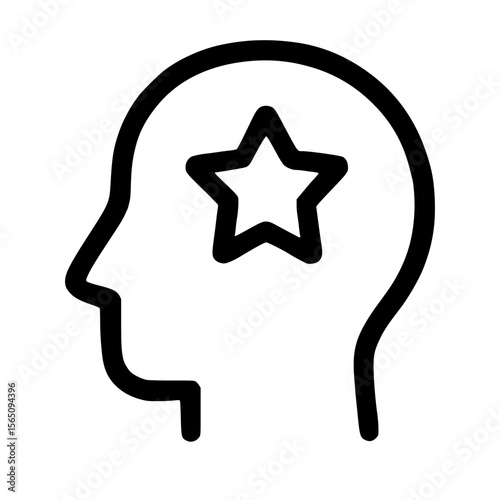 Minimalist Outline Star Inside Head Brainstorming Creative Thinking Concept Icon