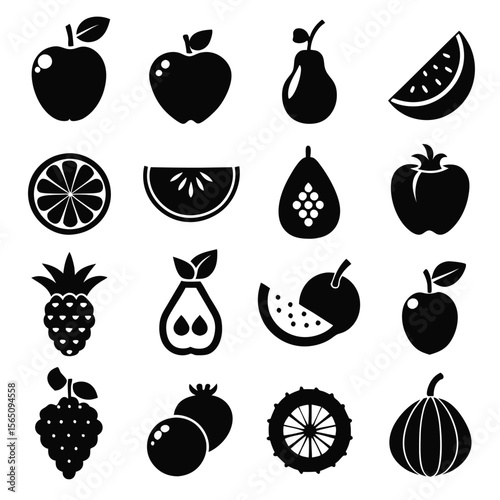 Wallpaper Mural A set of fruits icon vector illustration Torontodigital.ca