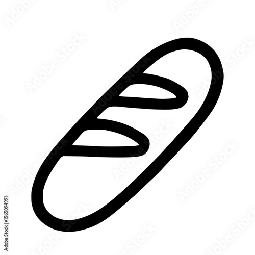 Simple Handdrawn Outline Baguette Bread Loaf Bakery Food Icon Design