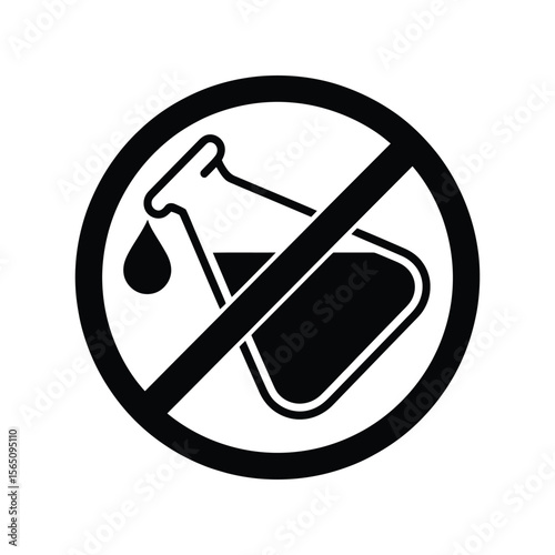 No Chemicals Sign Black and White Vector Illustration