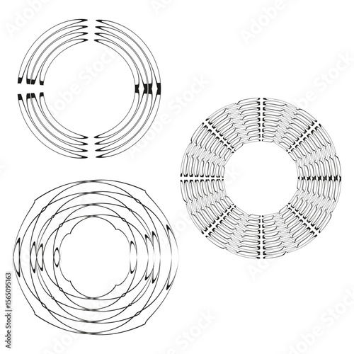 Circular gauge set. Minimal concentric rings. Analytic Vector elements. Clean white layout