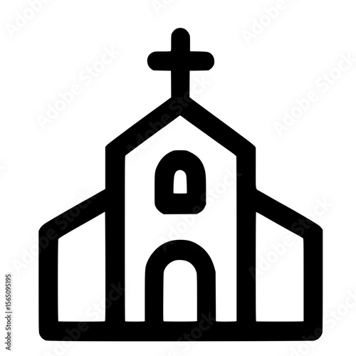 Outline Simple Church Building Silhouette Place of Worship Icon Symbol