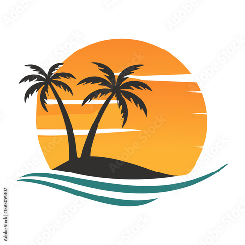 tropical island with palm trees