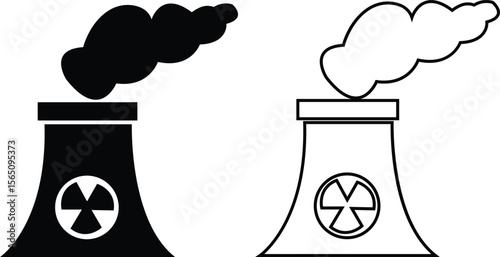 Industrial factory buildings icon set isolated on transparent background. Black silhouettes of plants and factories. Collection of industry manufactory building warehouse nuclear energy plant vector .