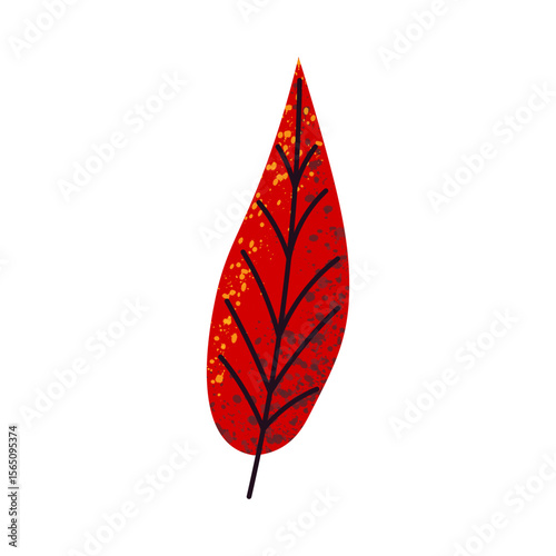 Autumn red leaf. Bright stylized autumn leaf