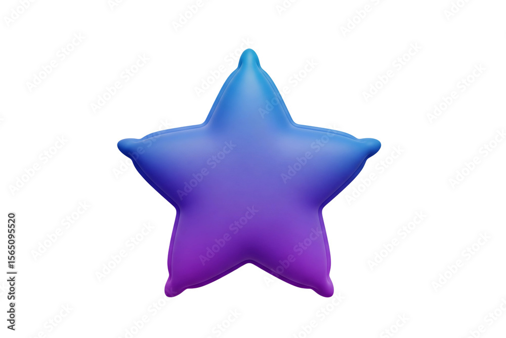 Obraz premium Blue Purple Gradient Star Icon 3D Render on Transparent Background