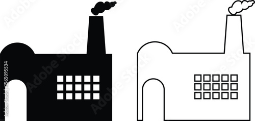 Industrial factory buildings icon set isolated on transparent background. Black silhouettes of plants and factories. Collection of industry manufactory building warehouse nuclear energy plant vector .