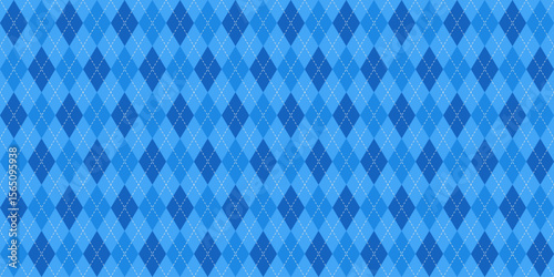 Argyle Seamless geometric Pattern. Blue diamonds with thin dotted line. Happy Fathers Day. For Baby Boy or Little Man invitation, greeting cards, men's clothing, wrapping paper, wallpaper