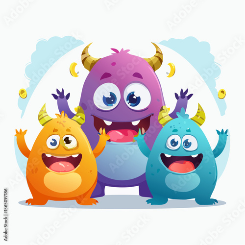 Friendly monster characters teaching about money