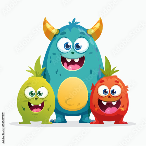 Friendly monster characters teaching about money