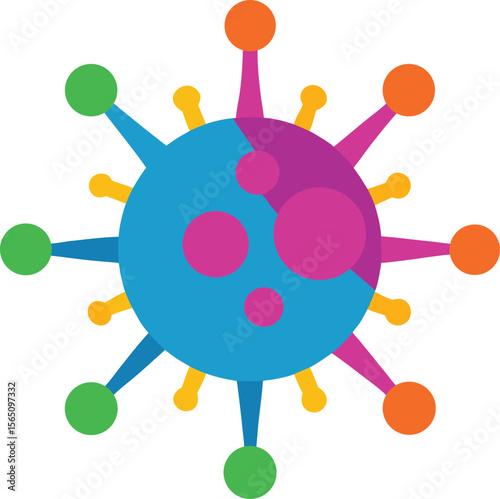 Microbe or virus cell icon for healthcare awareness and medical science isolated on transparent background