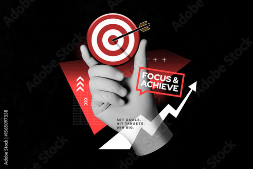 Business Goal and Success Concept - Target and Rising Graph for Focus and Achievement