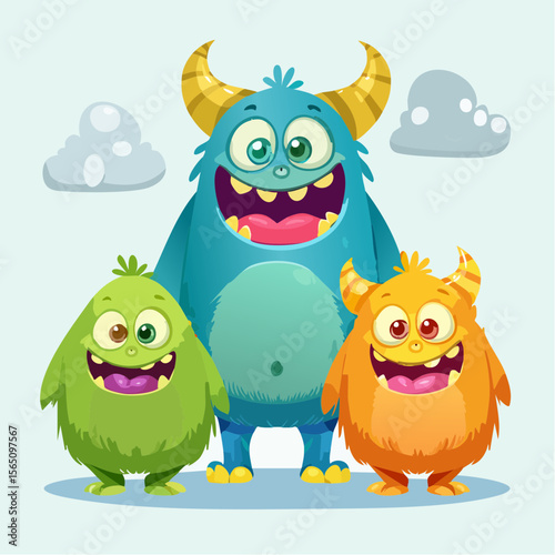 Friendly monster characters teaching about money