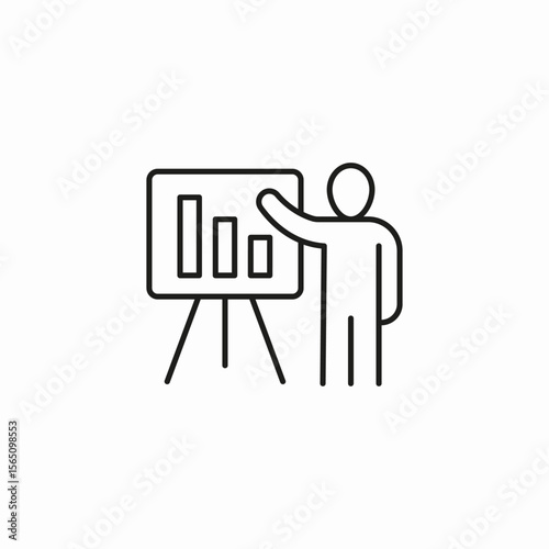 man presenting chart icon sign vector