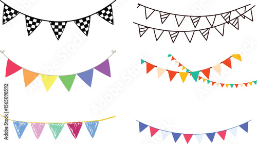 Bunting flags banner best for Birthday party and carnival garland decoration. vector illustration of a colorful balloons