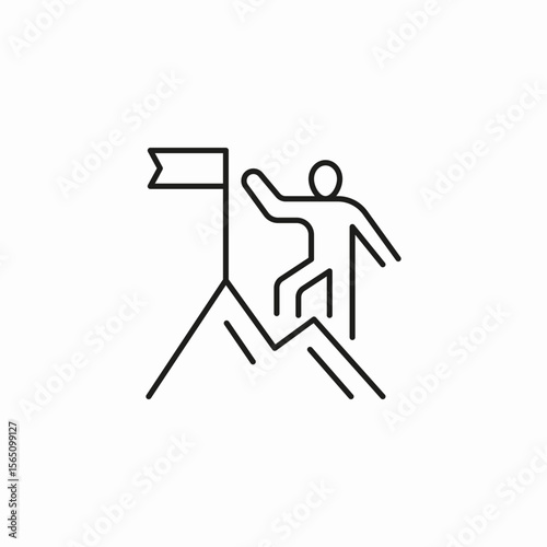 reaching mountain peak icon sign vector